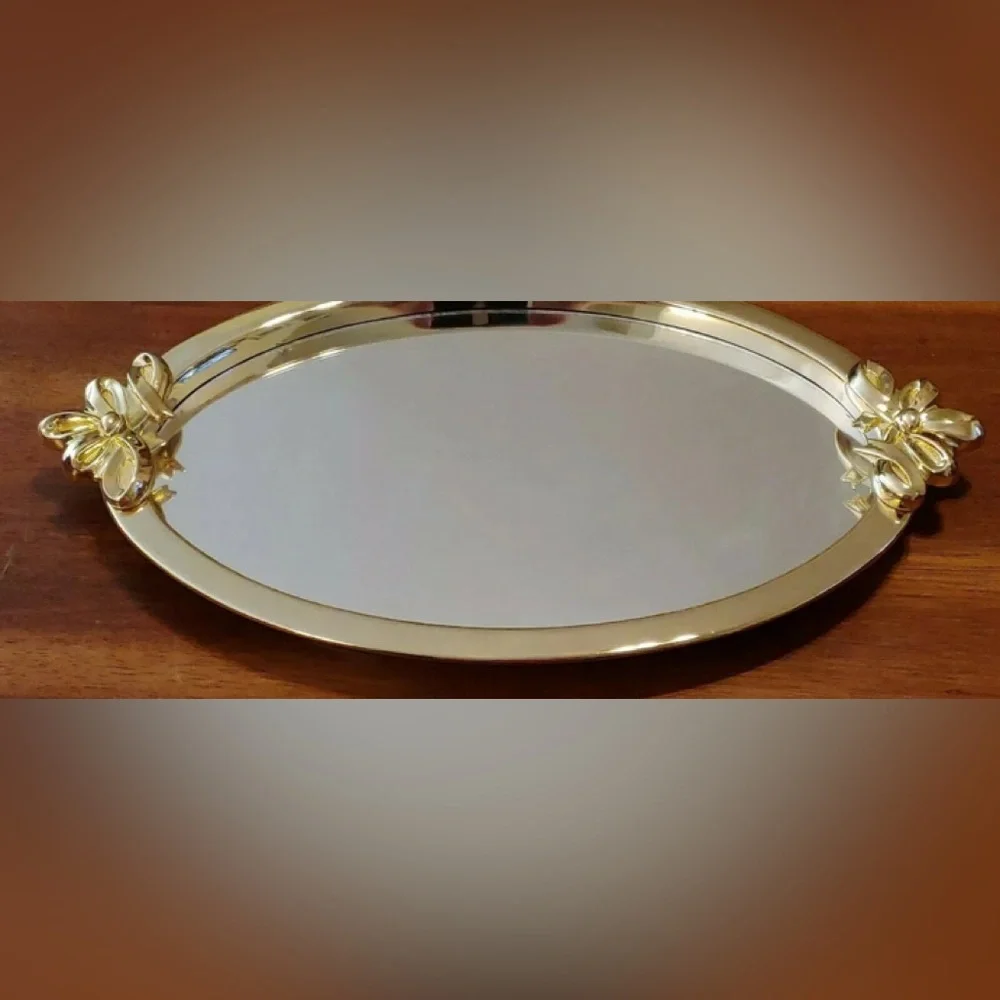 Beautiful Vintage Avon Gift Collection Vanity Tray Mirror Goldtone